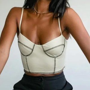 Princess Polly Leilani Contrast Stitch tank top in black and tan size US 2